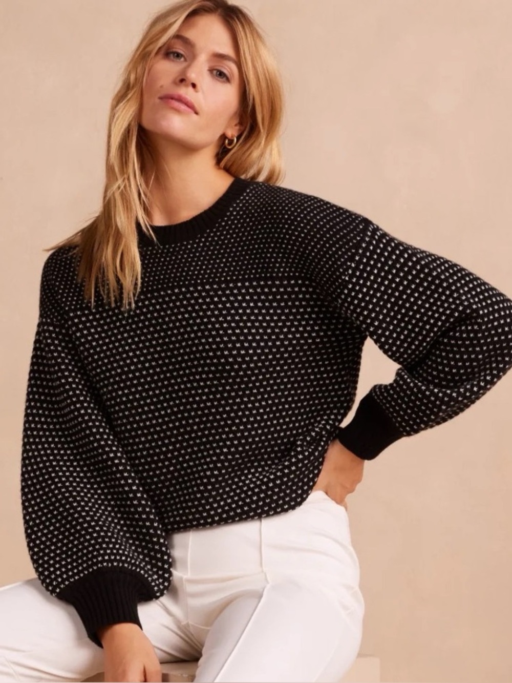Summersalt Luxe Cashmere Blend Mix Stitch Sweater Black